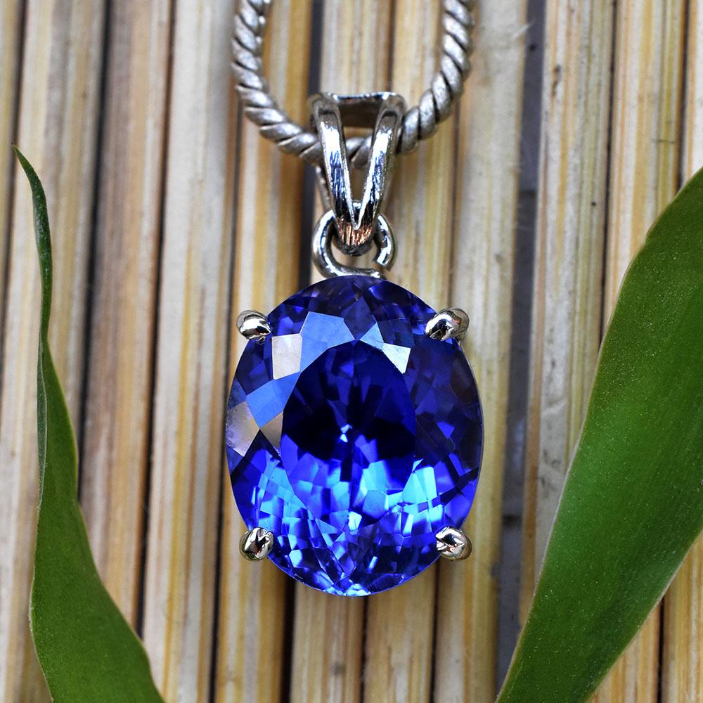 NATURAL Blue Sapphire 18 Ct CERTIFIED 925 Sterling Silver Oval Gemstone Pendant
