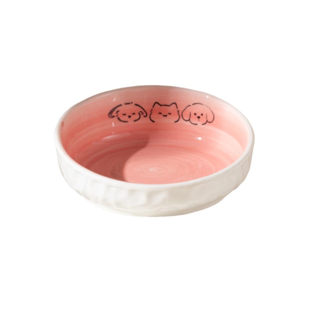 Cute Elevated Cat Bowl Ceramic Raised Pet Feeder Cat Basin Cat Feeding Station Kitten/Puppy/Bunny Pink Style D