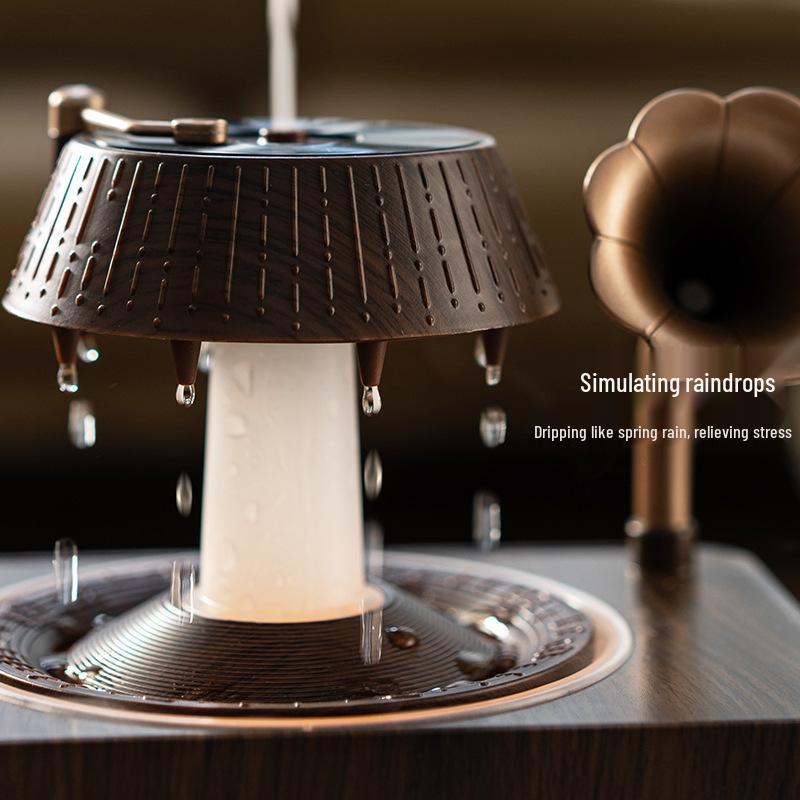 Retro Disc Bluetooth Aroma Diffusor: Drehendes Wassertropfen-Design, Hohe Nebelausgabe, Holzmaser-Oberfläche, Haushalts-Schreibtisch-Luftbefeuchter