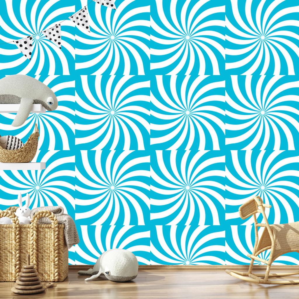 Hippie Wallpaper Background Turquoise and White for Living Room and Bedroom 50x1000