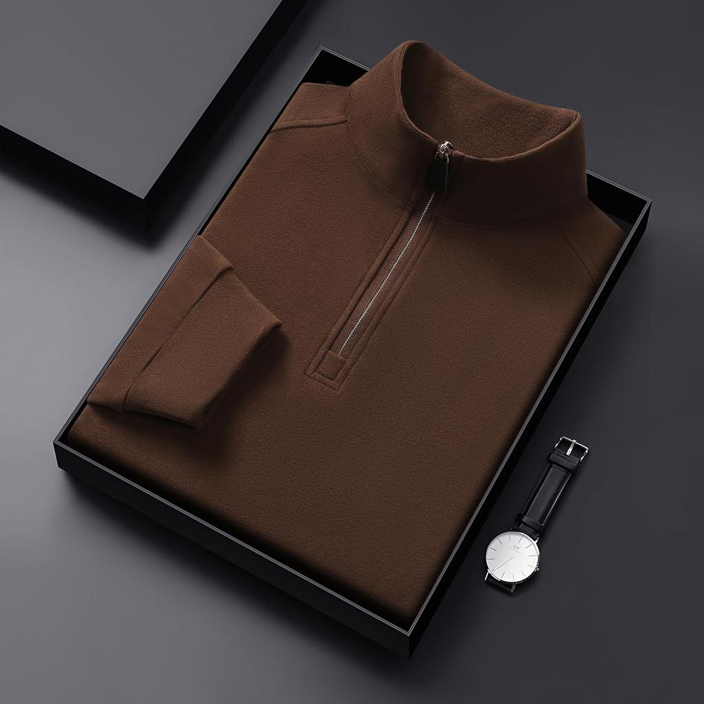 2025 Men's Half-Zip Double-Sided Fleece Sweatshirt - Warm Winter Long Sleeve Top for All Ages