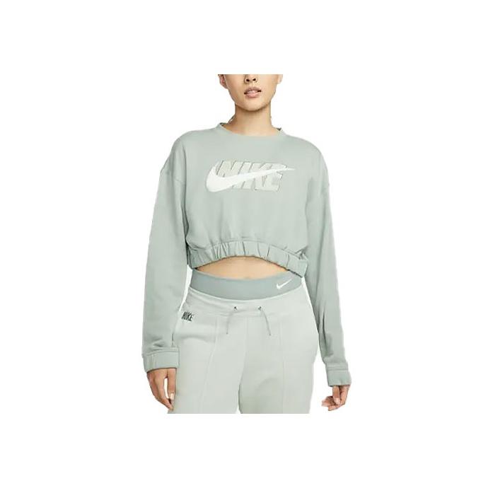 Nike Solid Logo Short Sleeve Crewneck Sweatshirt Women Sweatshirt Green DD5070-357