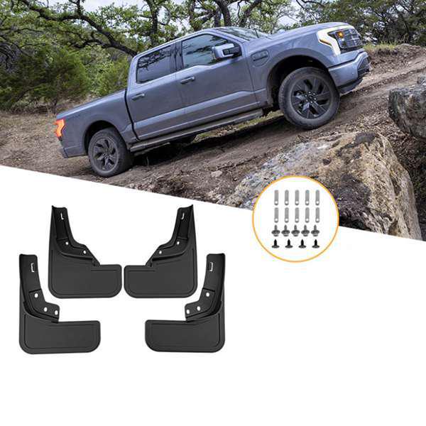 Set of Black ABS Mud Flaps for Ford F-150 Lightning