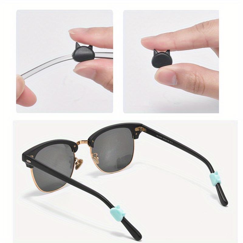 12 Pcs Cute Black Cat Ear Anti-Slip Glasses Ear Grips, Soft Silicone Eyeglasses Temple Covers To Prevent Slipping