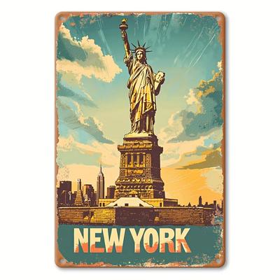 LIBERTYVINTEDGE Cartello in Latta Vintage - Statua della Libertà | Preforato e Impermeabile Decorazione da Parete | Resistente alle Intemperie per la Casa