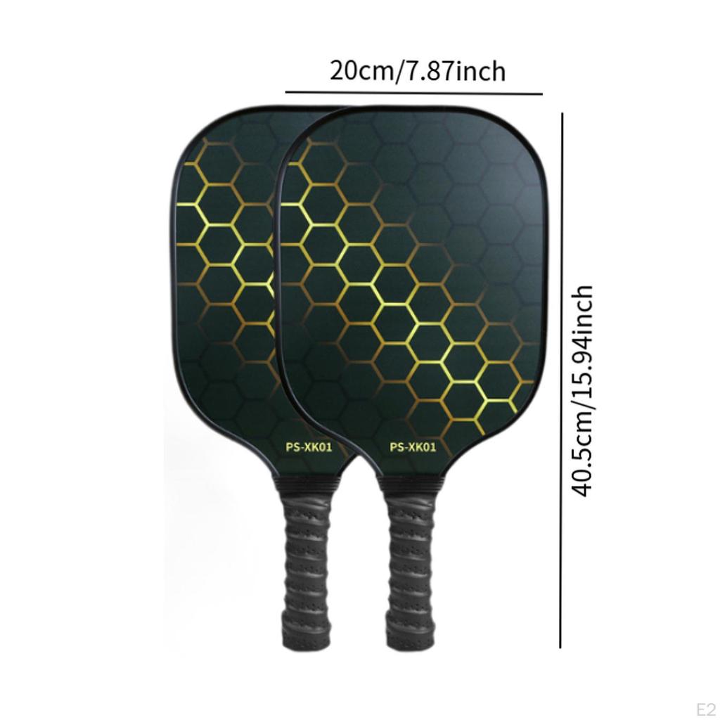2x Pickleball-Schläger mit Komfortgriff, Premium, tragbar, gelb