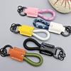 Personalized Custom Name Engraved Leather Braid Rope Keychain Anti Lost Handmade Car Key Chain Ring Pendant Women Men Gift