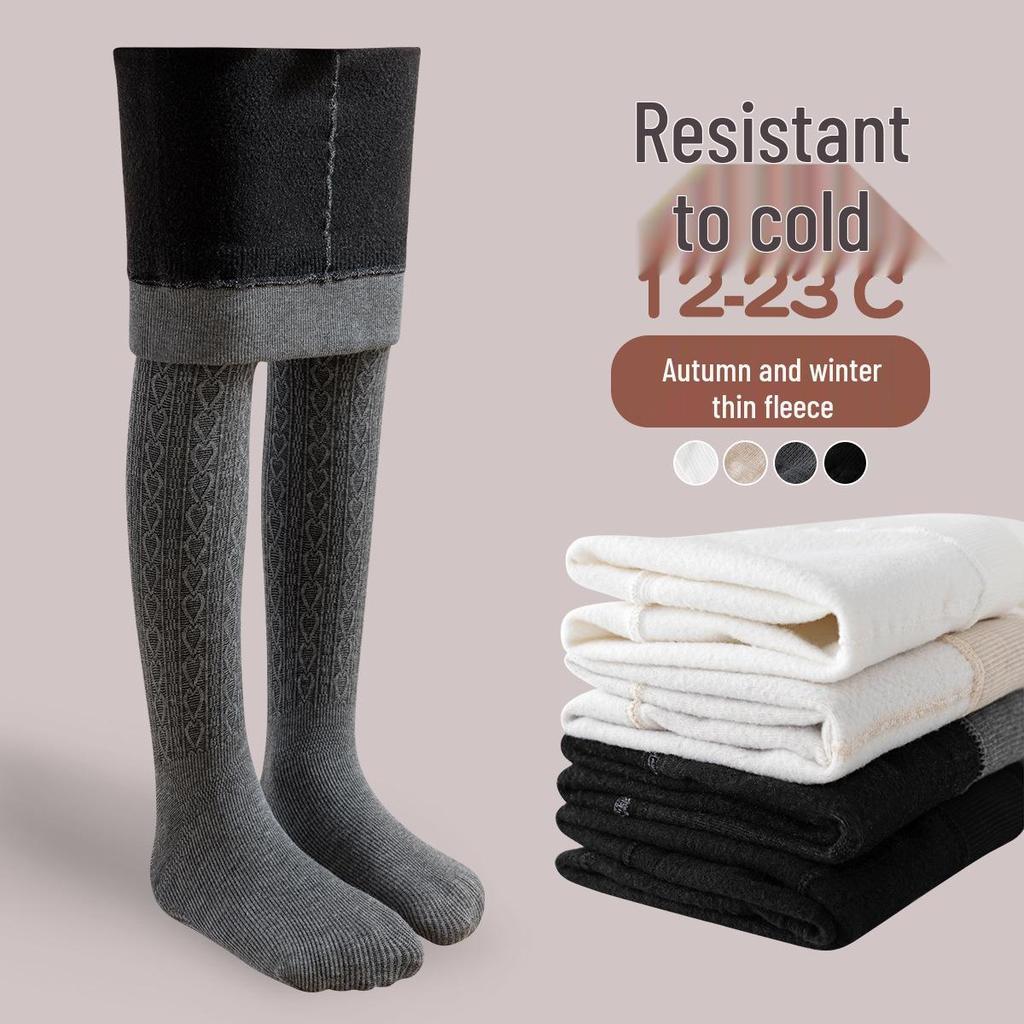 Girls' Thin Fleece Dance Tights: Warm, Thickened White Pantyhose for Autumn/Winter