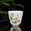 Chinese Ceramic Teacup Travel Personal Meditation Cup Hand Painted Lotus Leaf Tea Bowl Pu'er Master Cup Tea Set Accessories 65ml