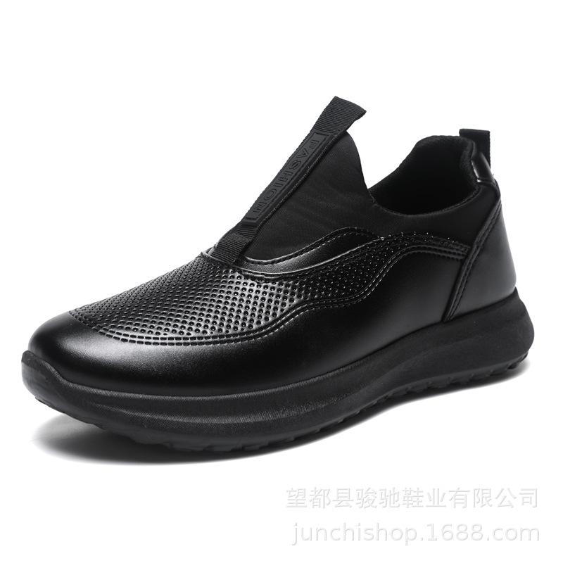 

Men s shoes breathable leather casual shoes solid color soft leather soft sole work shoes dirt-resistant wear-resistant sports shoes 45