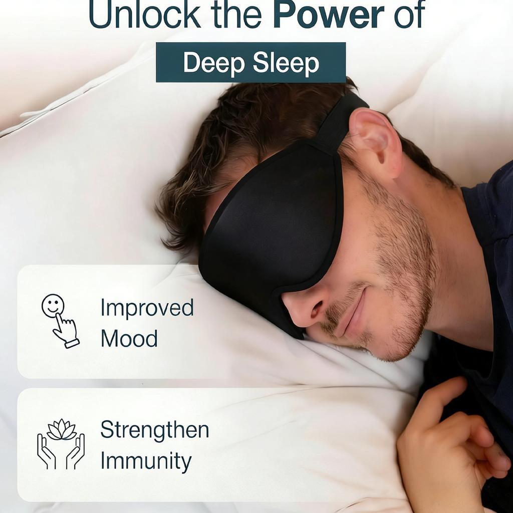 3D Contoured Sleep Mask 100% Light Blocking Eye Mask Ultra-Soft Skin-Friendly Material Breathable Eye Cover For Rest Travel Yoga