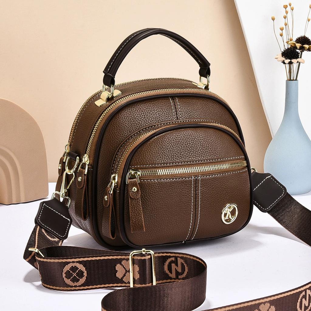 Three-Layer Soft Leather Crossbody Bag, Large Capacity Versatile Casual Fashion Shoulder Handbag