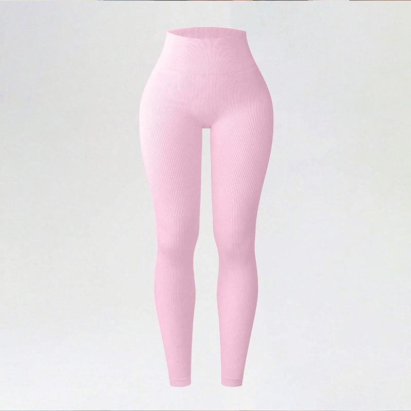 Women's High Waisted Yoga Pants Ribbed Seamless Leggings Tummy Control Workout Gym Fitness