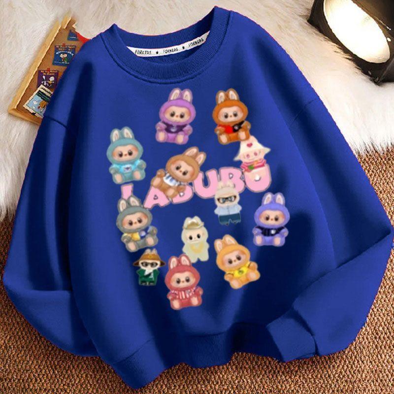 Moletons Fofos de Gola Redonda para Crianças, Moletons Casuais de Manga Comprida da Moda para Meninos e Meninas na Primavera e no Outono