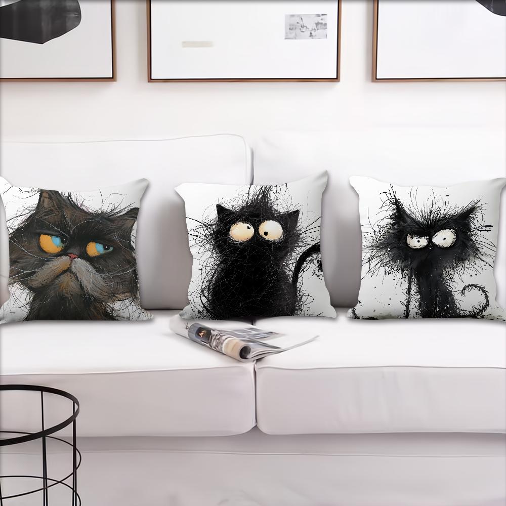 Verspielte Katzenkunst Kissenbezug Sofa Wohnzimmer Schlafzimmer Kopfteil Rückenlehne Kissen Quadratisches Kissen Nickerchen Kissenbezug
