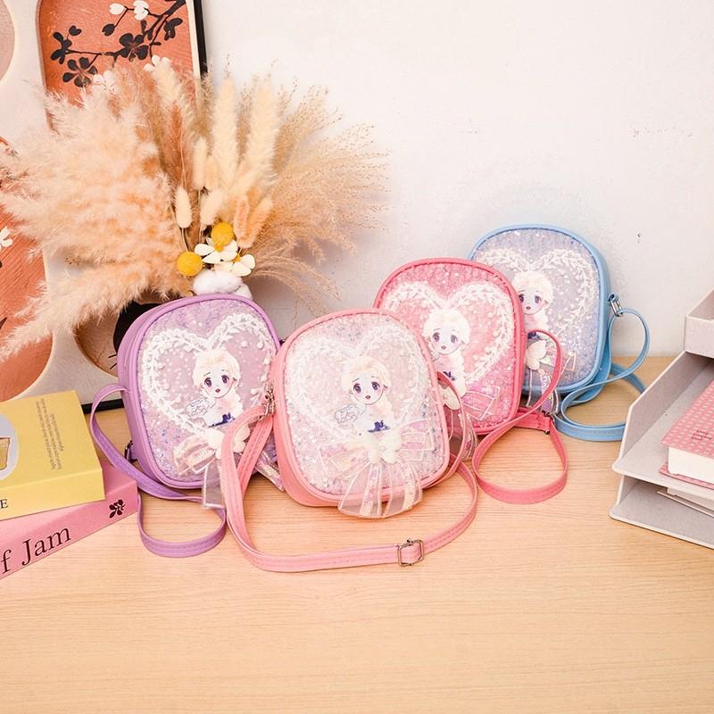 Snow Queen The Elsa Lace Bow Pearl Backpack With Character Print For Daily