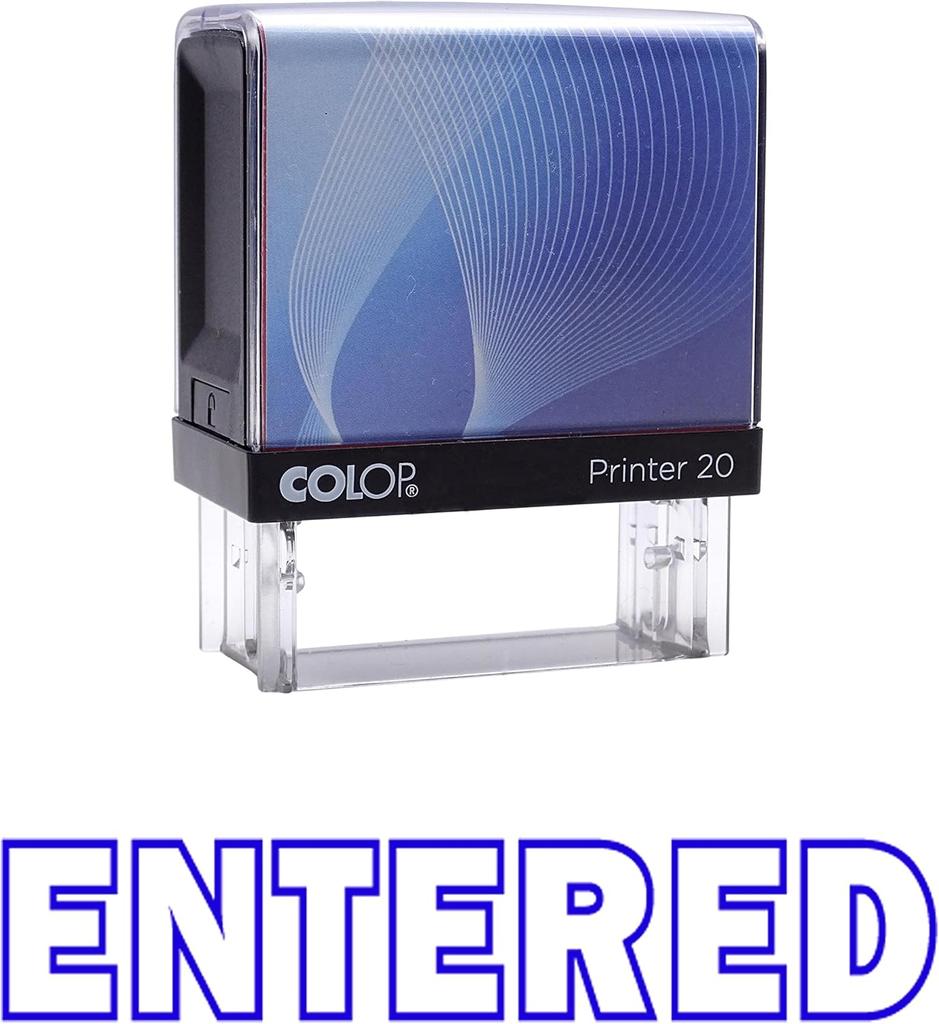 ENTERED Self Inking Rubber Stamp Custom Colop Office Stationary P20 Mini Stamper