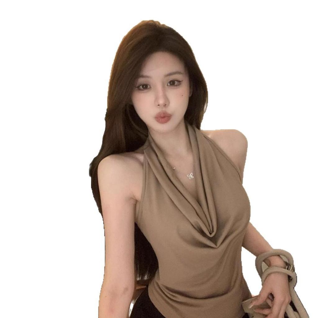 Summer Chic Halter Cowl Neck Sleeveless Top - New Backless Design for Women