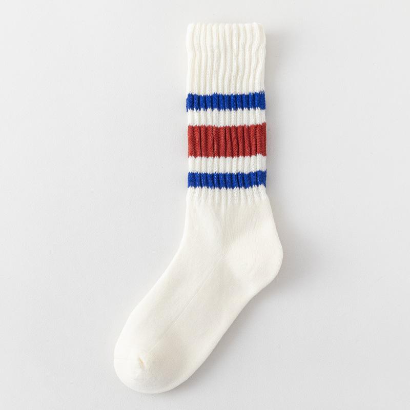 Trendy Japanese Thick Striped Slouch Socks - Retro Towel Bottom Mid-Calf Style for Men & Women