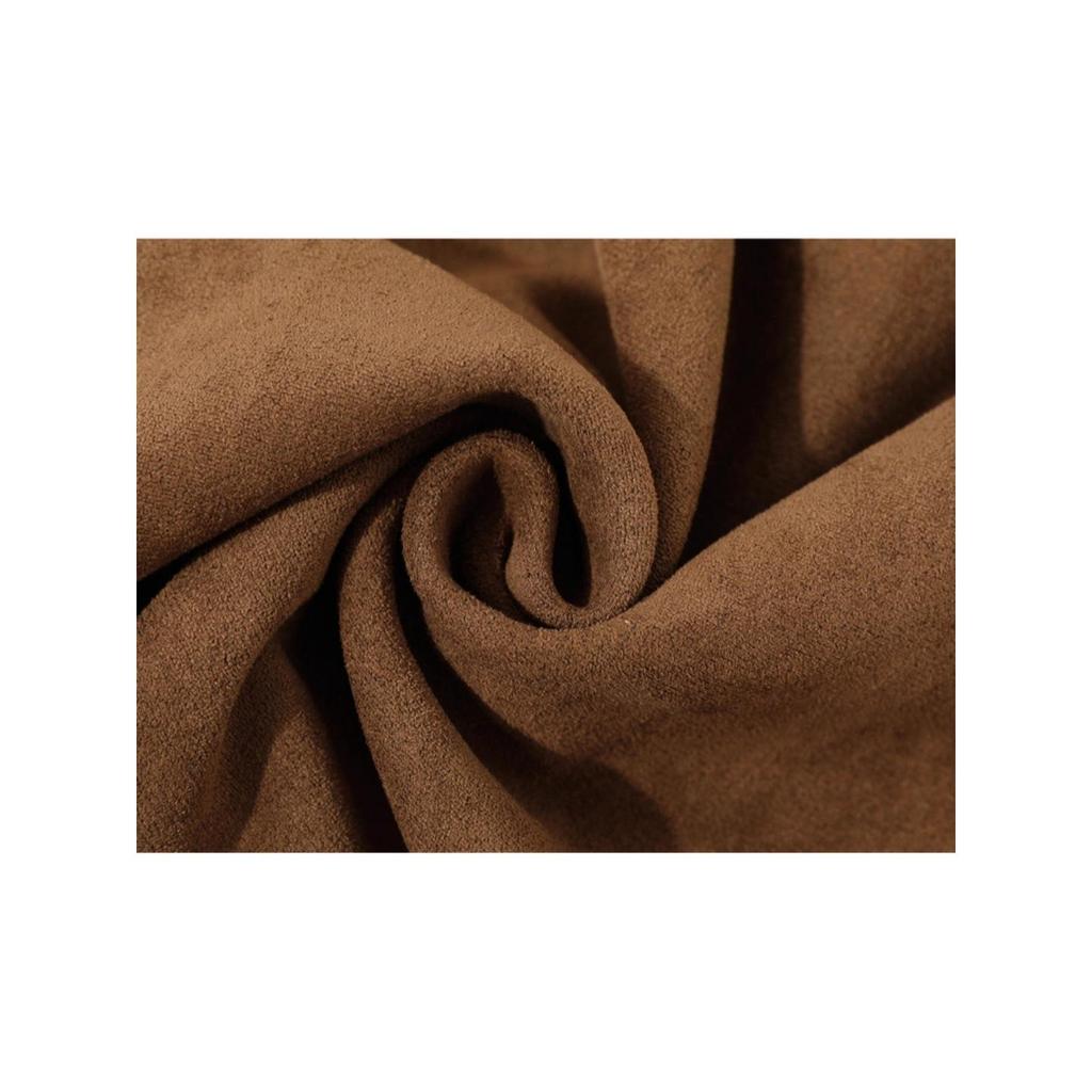 Melard Women's Brown Suede Petite A-line Skirt, Plus Size, Spring & Autumn Hip-Hugging Short Skirt