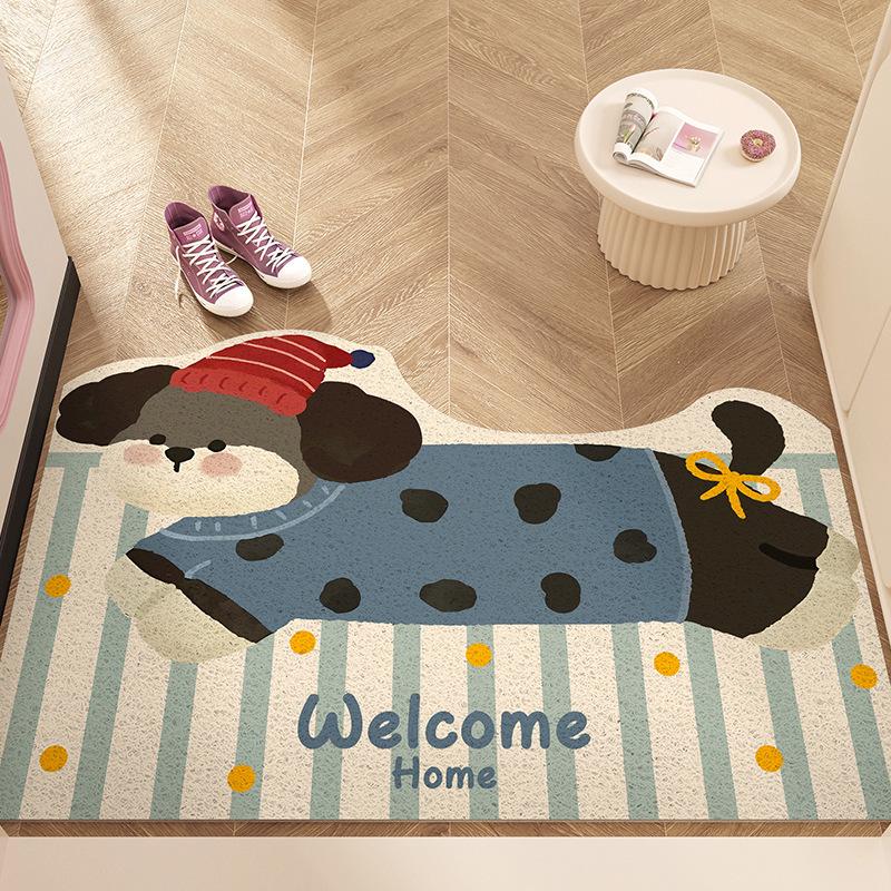 Seidenschlaufe Anti-Rutsch Hundetür-Matte: Süßer, schmutzabweisender, zuschneidbarer Fußteppich für Eingangsbereiche