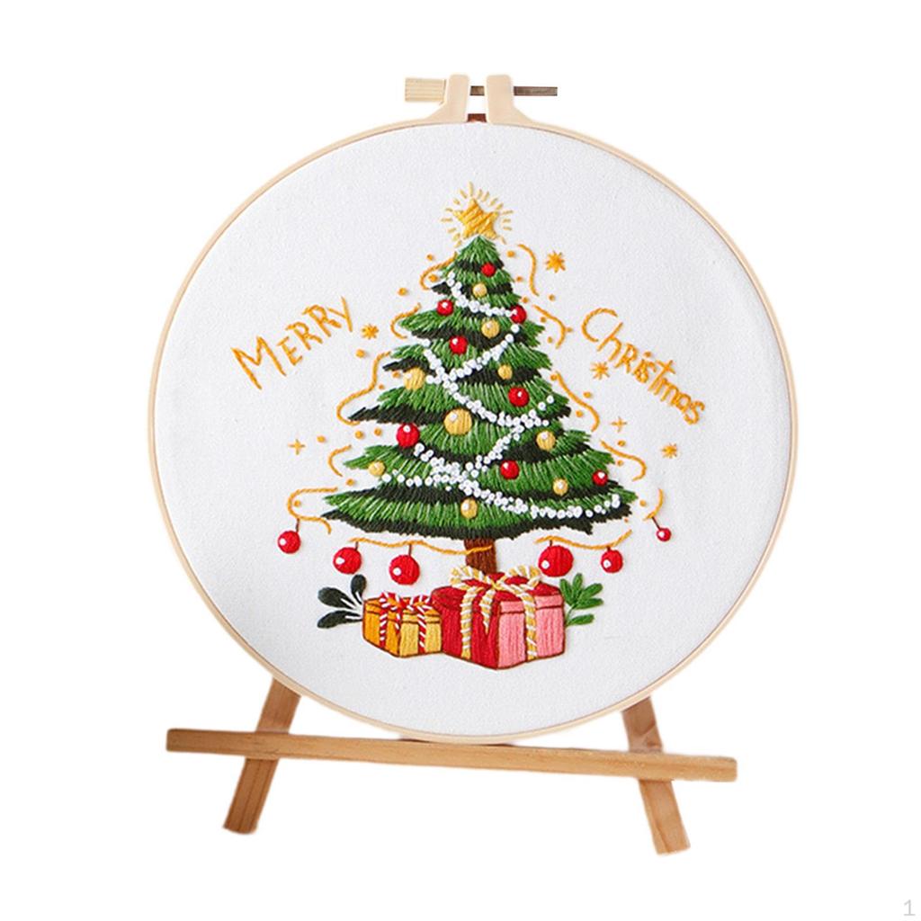 Christmas Embroidery Kit Craft Set for Adults Xmas Gift Home Decoration Including Threads Hoop