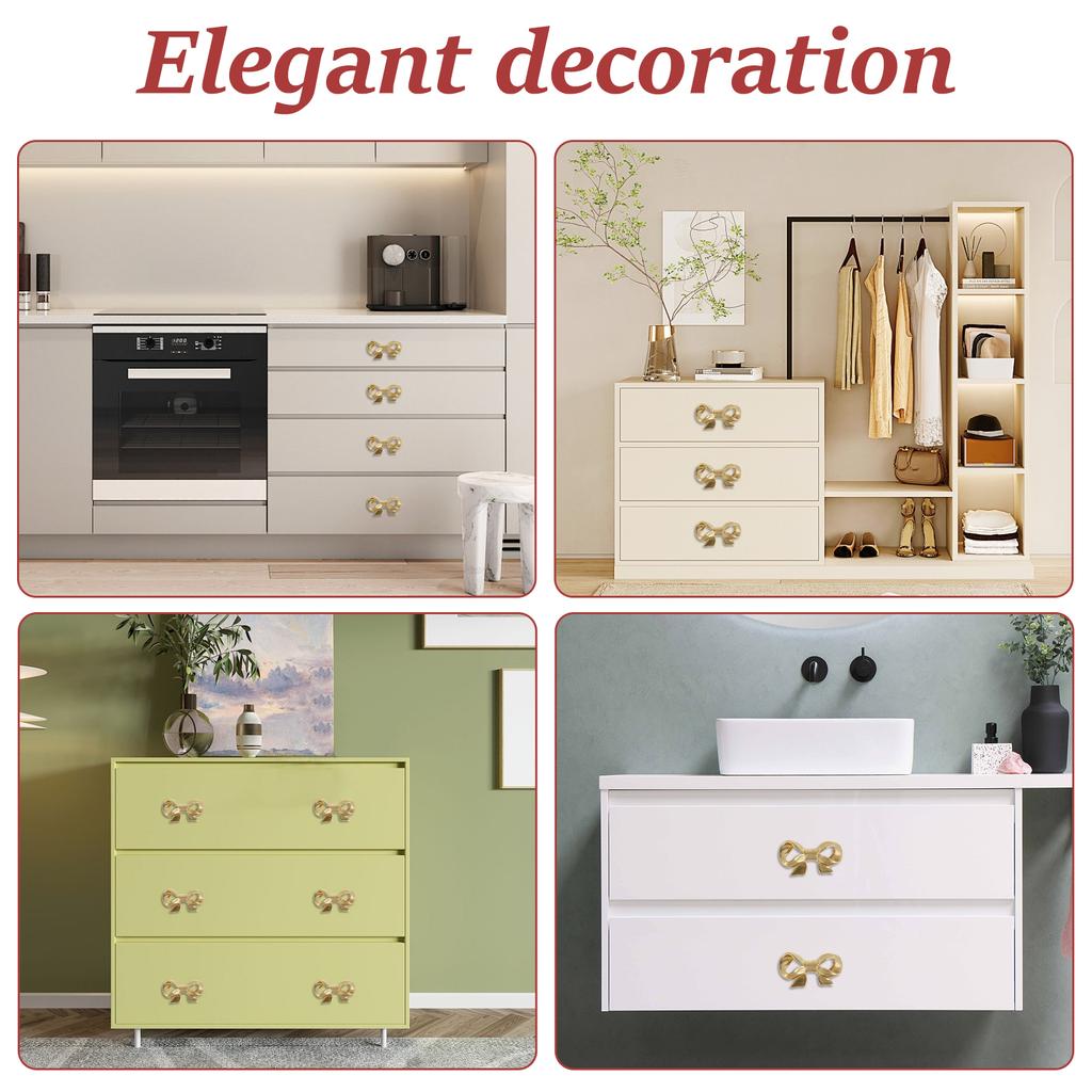 2/4PCS European Style Brass Bow Tie Cabinet Handle Bowknot Wardrobe Closet Cupboard Door Drawer Knobs Furniture Handles Pulls