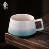 High-End Handmade Blue and Yellow Ceramic Coffee Cup & Saucer Set: Perfect for Housewarming, Weddings, or New Home Gifts