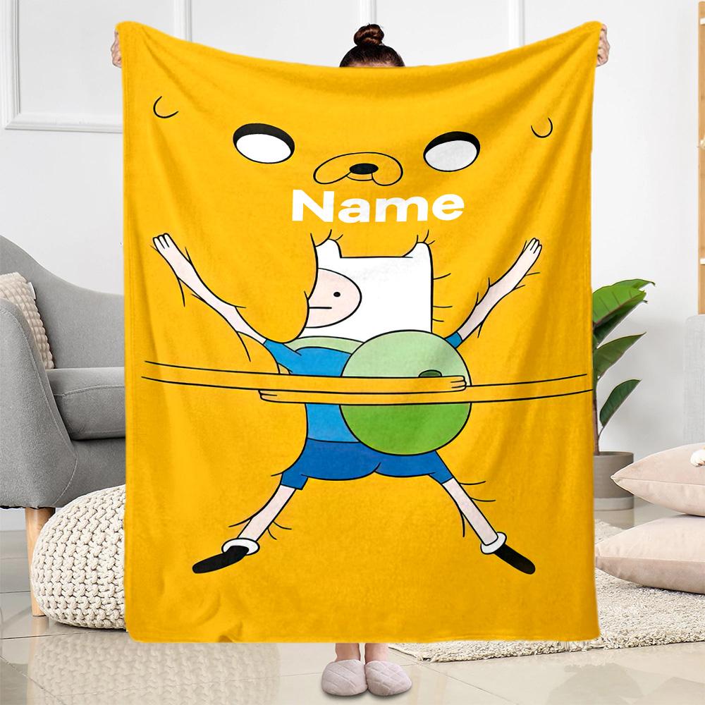 Adventure Time Faces Personalized Text Blanket Multi-purpose Customizable Blanket Ultra-Soft Great for Office Chair Picnics Nap