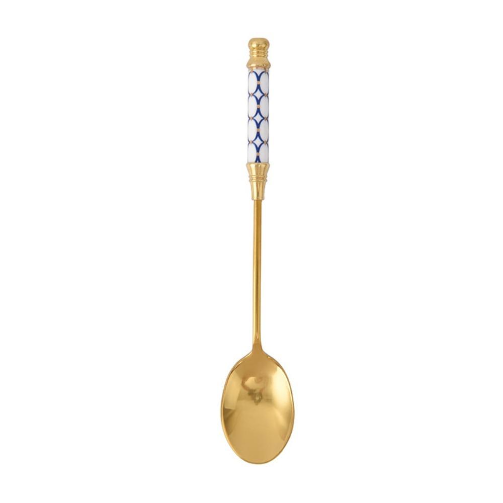 Ceramic Handle English Afternoon Tea Spoon Fork Stainless Steel Fruit Forks Cake Spoon Fork  Cafe