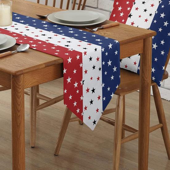 4th of July Table Runner Patriotic Table Decoration Stars And Stripes Table Runner for American Independence Day 250th Anniversary Party Memorial Day