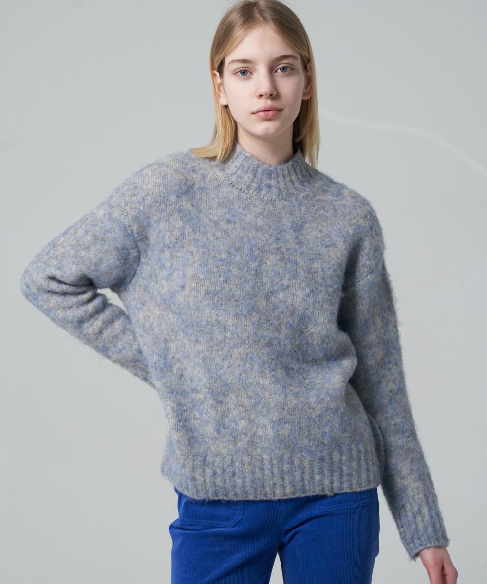 Raverous Two-Tone Mock Neck Sweater Sky Blue Free(1)