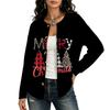 Women's Long Sleeve Christmas Printed Cardigan Sweater Winter Fashion Coat