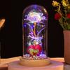 Love glass cover gold leaf flower ornament, creative mother's Valentine's Day gift, luminous simulated rose bouquet