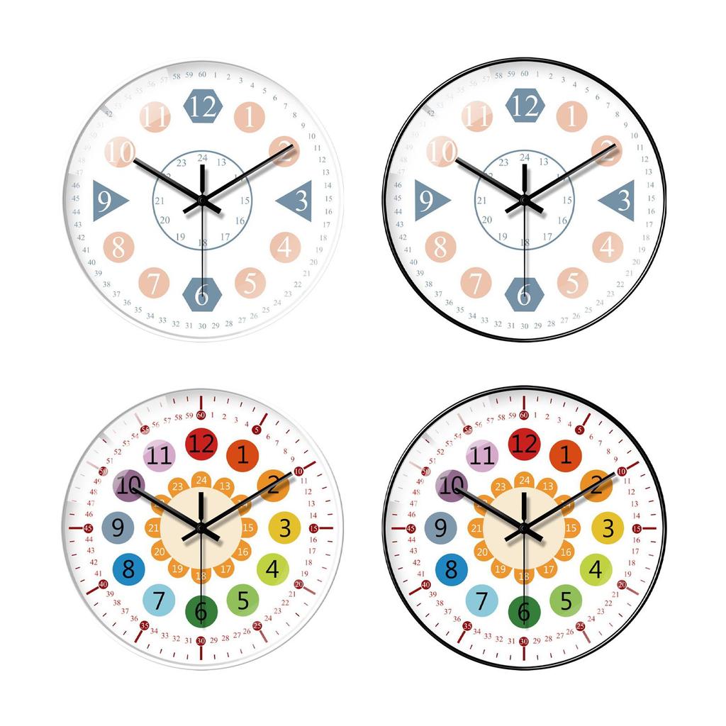 Wall Clock 8 inch Cartoon Collection Educational Tool Decorative Clocks for Walls for Bedroom Kitchen Bathroom Classroom Office