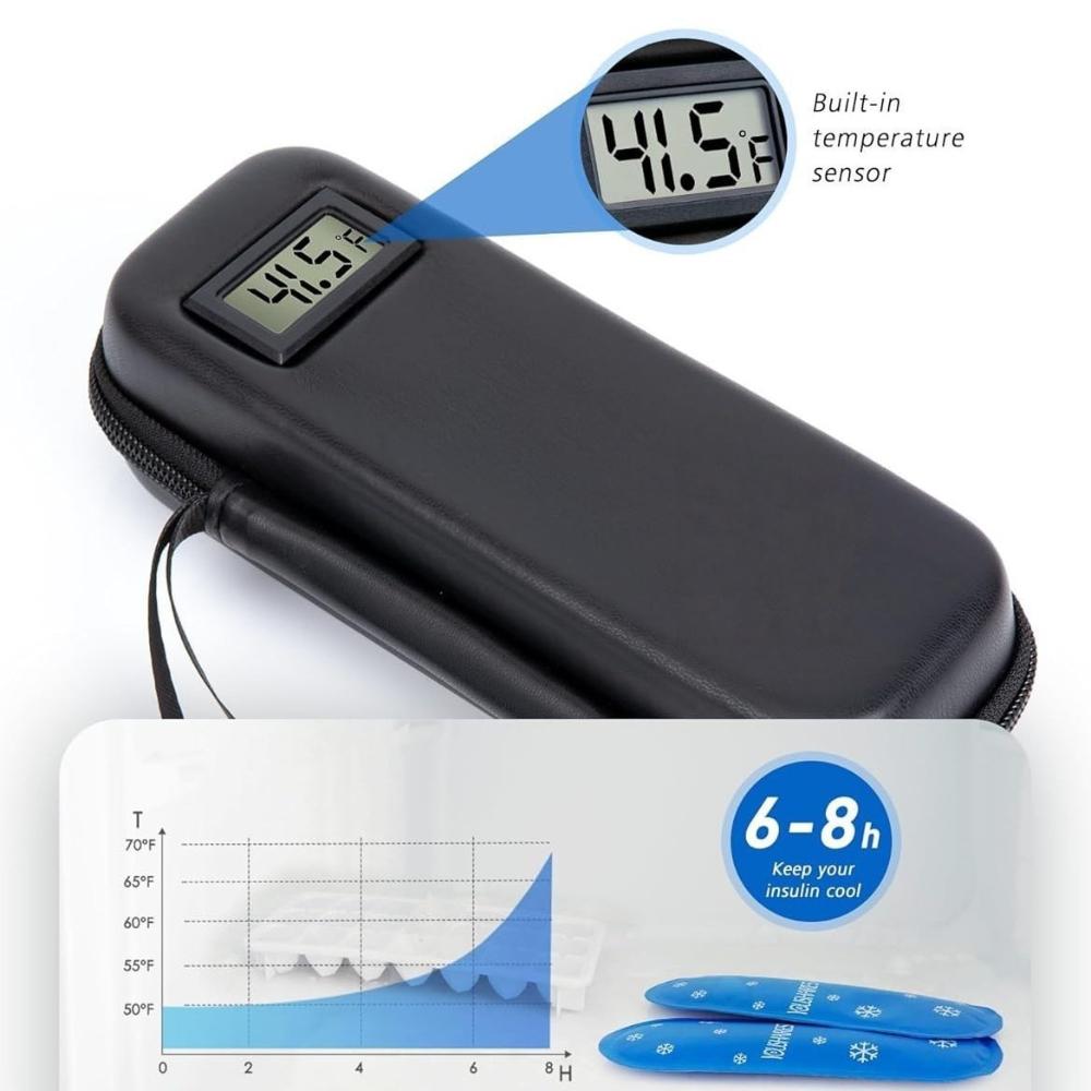 Insulin Cooler Travel Case With Thermometer Waterproof Insulated Storage Bag For Diabetic Medication Outdoor Use