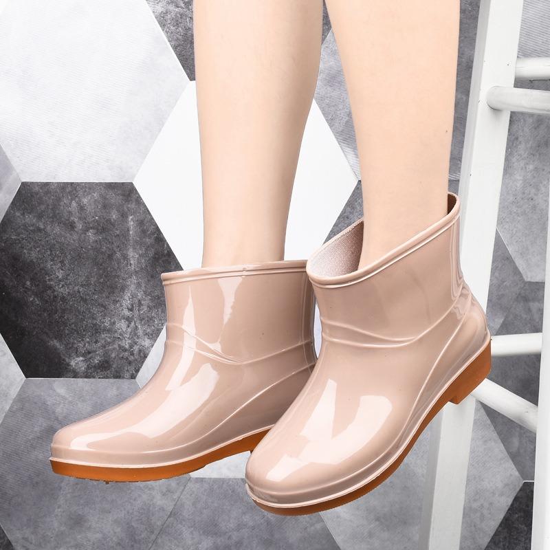 Rain shoes women's low tube four seasons velvet thickened non-slip short tube water shoes warm rain boots rubber shoes cotton water boots overshoes