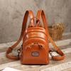 Rucsac de damă din piele ceruită, stil retro, pentru primăvară și vară, cu multiple compartimente și fermoar, ghiozdan simplu în stil retro
