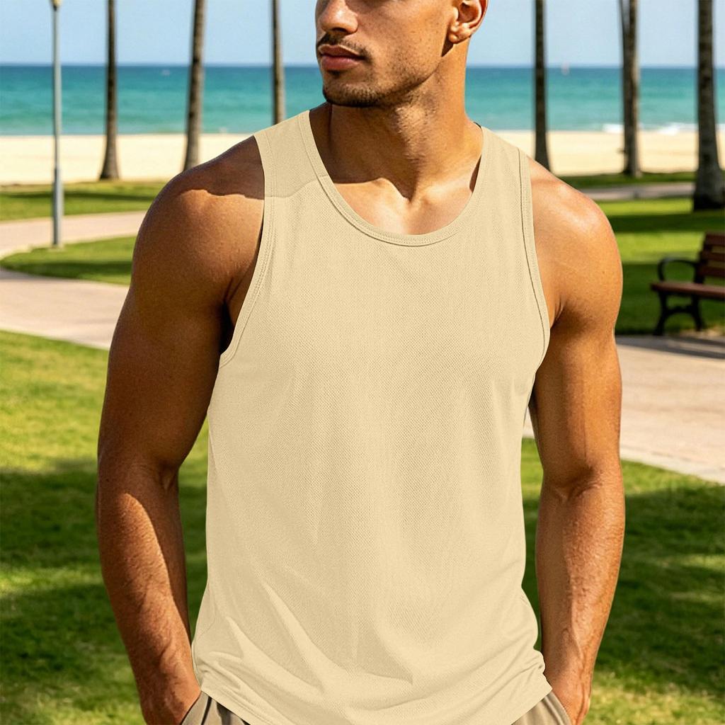 Men's Sleeveless Tank Top Lightweight Athletic Fitness Quick Dry Breathable Muscle Shirt Summer Workout Gym Vest