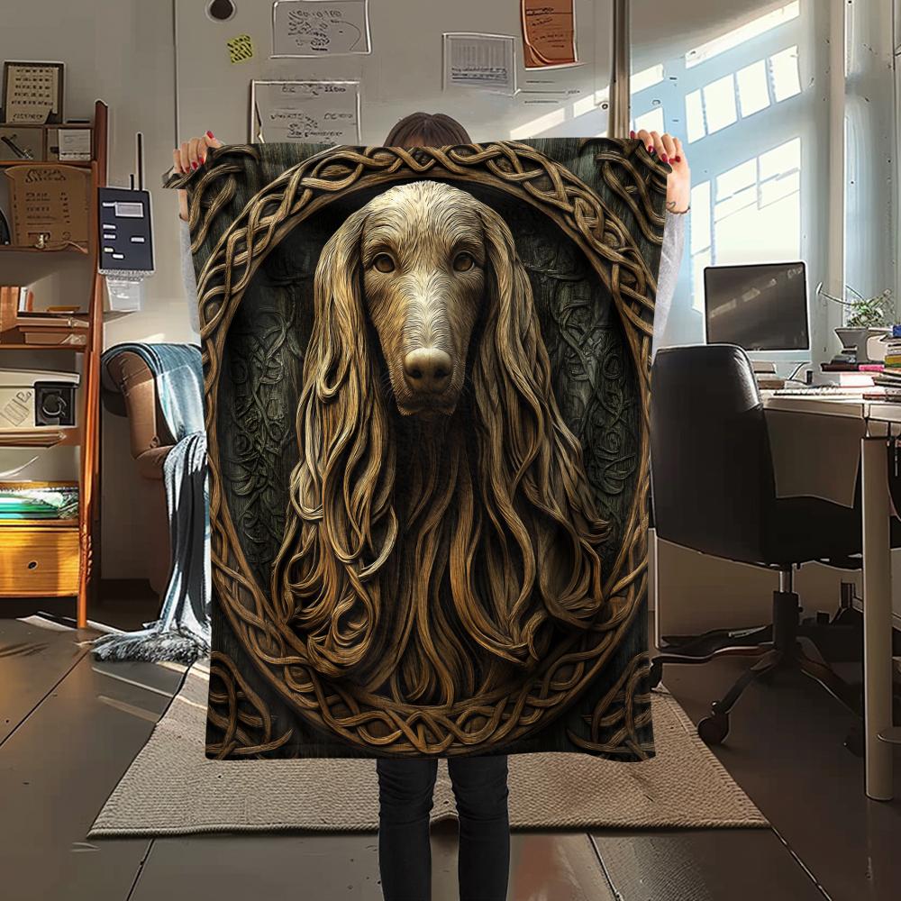 Black Afghan Hound,pattern Flannel Blanket, High Quality Comfortable for All Seasons, Home Decor, Warmth and Comfort, Perfect for Gifts.