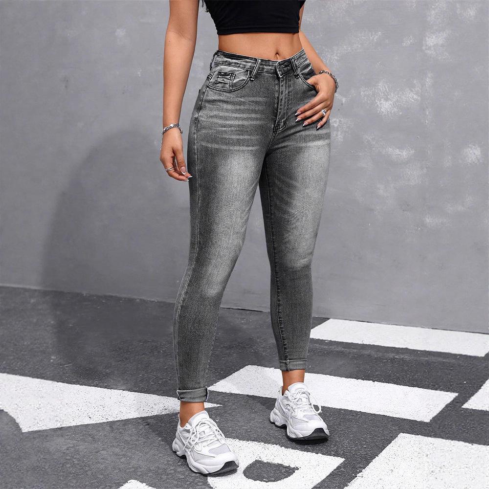 Neue Damen High Waist Skinny Jeans, Sexy Po-Hebende Bleistifthosen für Streetwear, Modische Tapered Leg Denim-Hosen