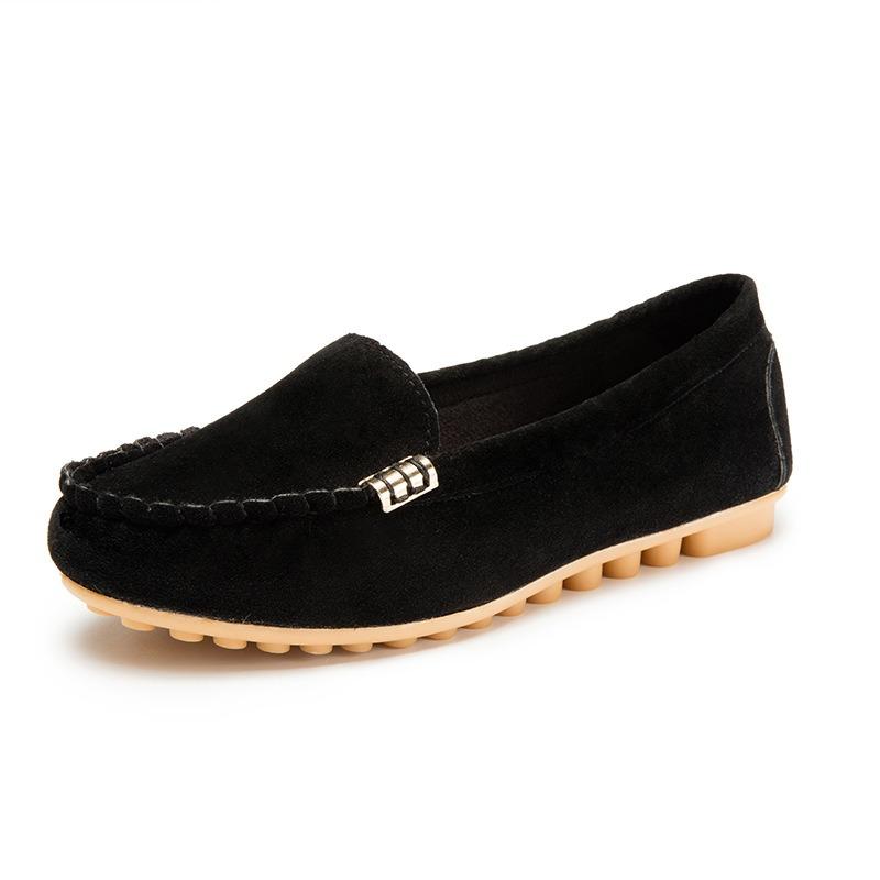 Shallow suede beanie shoes women's spring and summer new breathable student flat shoes large size 44