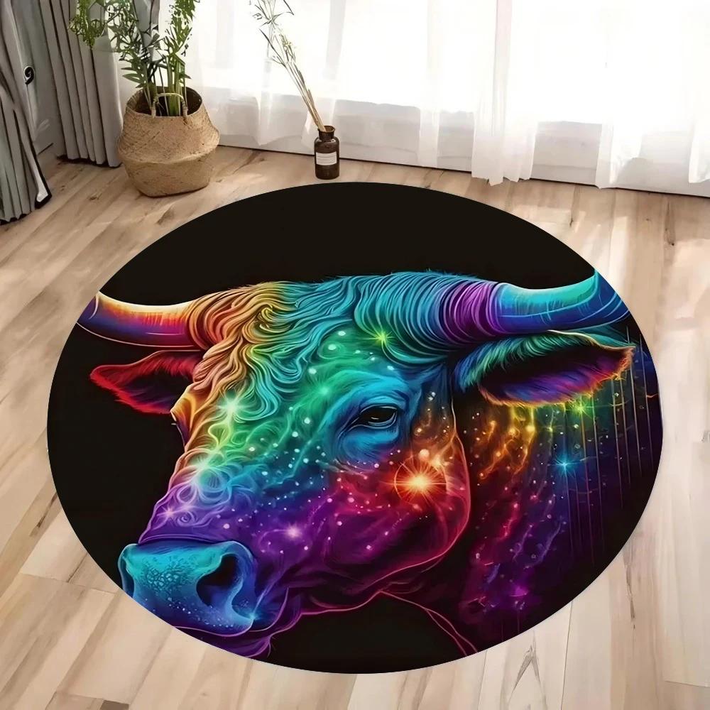 Mysterious Zodiac Sign Print Round Rugs Non-Slip Floor Mat for Home Living Room Bedroom Machine Washable Round Carpet