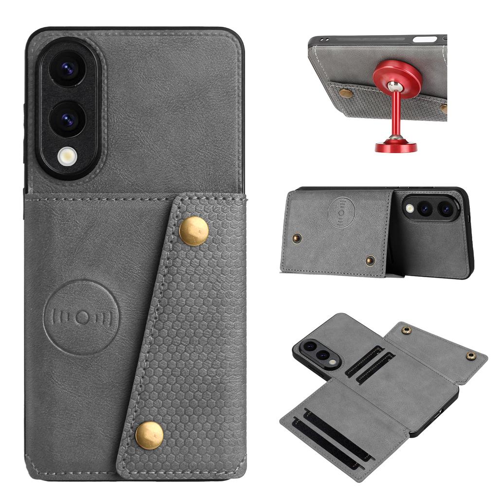 For Samsung Galaxy S25 Edge Case with Card Slots Kickstand Leather+TPU Phone Cover