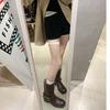 [sheii] Seoul Boots~ Retro Side Buckle Thick Heel Medium Tube Western Cowboy Boots Short Boots Women's Locomotive Boots