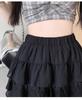 2026 Spring Women's High-Waisted Mesh Lace Trim Short Skirt with Anti-Exposure Design