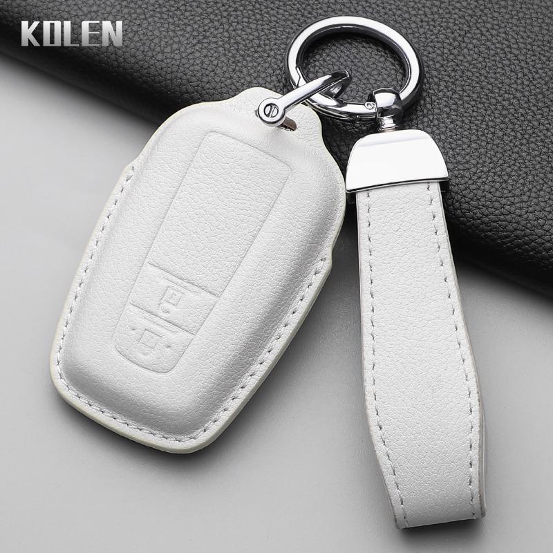 Genuine Leather Auto Smart Key Fob Cover Case Housing Fit For Toyota Prius Camry Corolla Chr C-Hr Rav4 Land Cruiser Prado 2 3 4 Button Auto