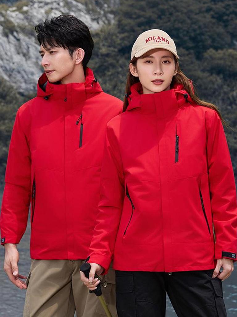 Unisex Windproof Jacket with Detachable Hood – Custom Print for Team Building & Workwear for Spring/Autumn