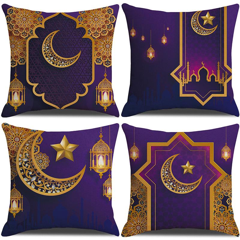 New Style of Golden Moon Festival Pillow Festive Decoration Pillow Case Linen Printing Pillow Car Back Seat Pillow
