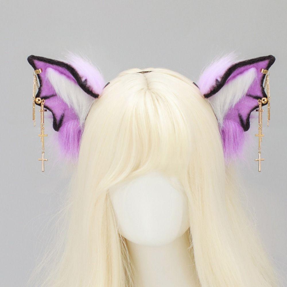 Plush Halloween Headband Bat Cosplay Bat Ear Headband Quirky Halloween Accessory Halloween Party